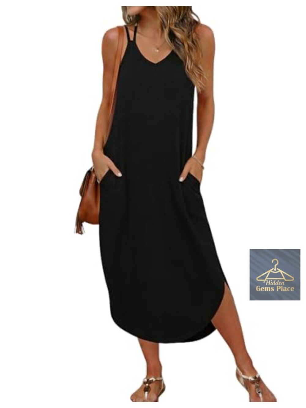 Beach Cover Up Dress Spaghetti Strap V Neck Side Slit Maxi Swimsuit Coverup